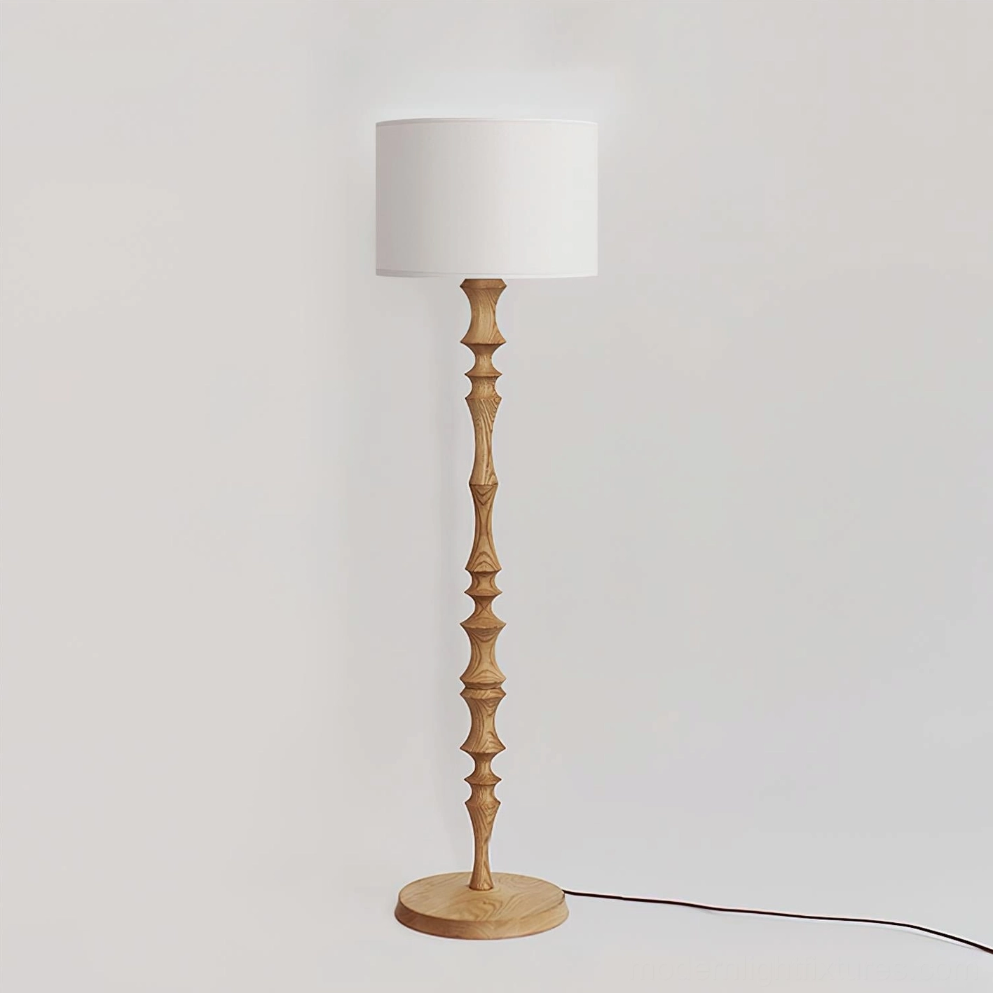 Natural wood finish Bastino floor lamp with cylindrical shade modern minimalist design