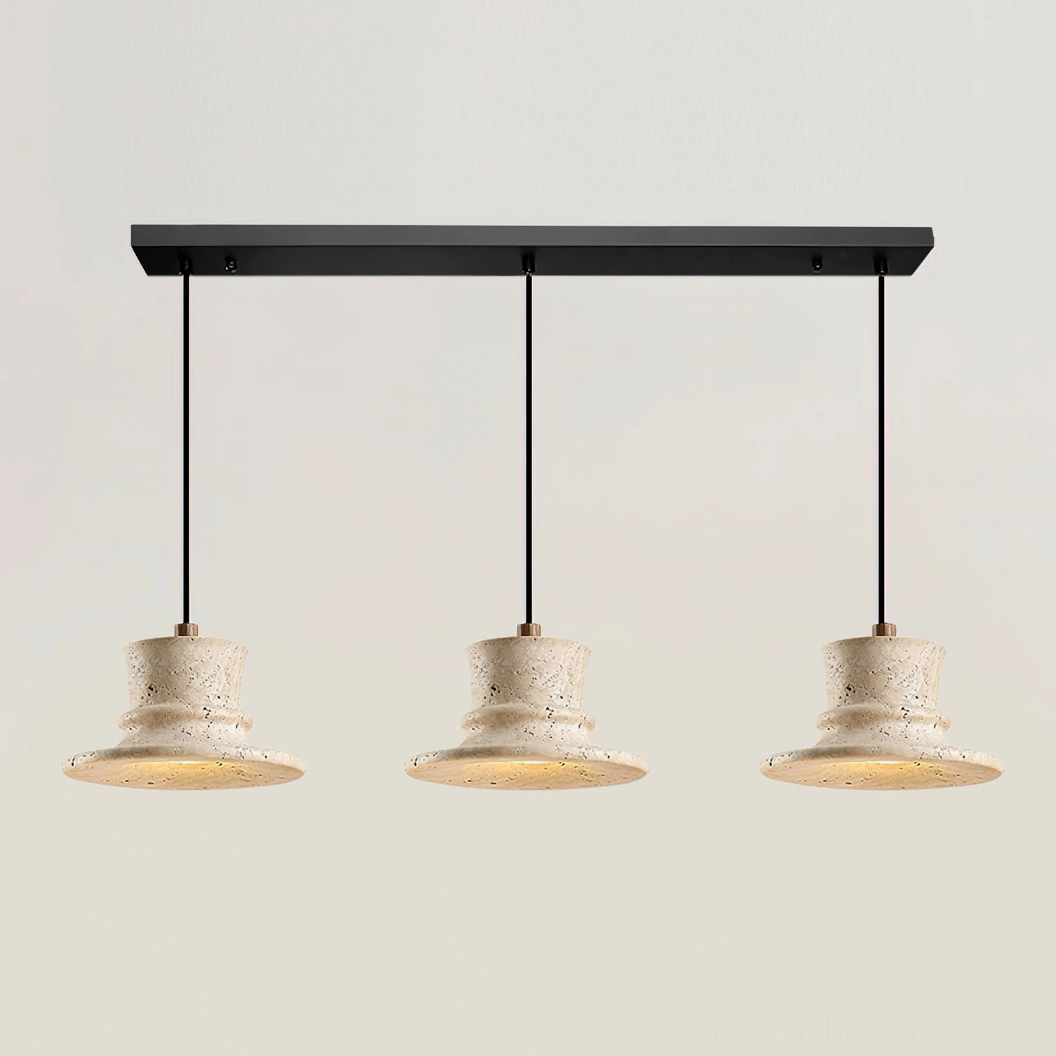 Bastion Model A 3-Head travertine pendant dining kitchen trio