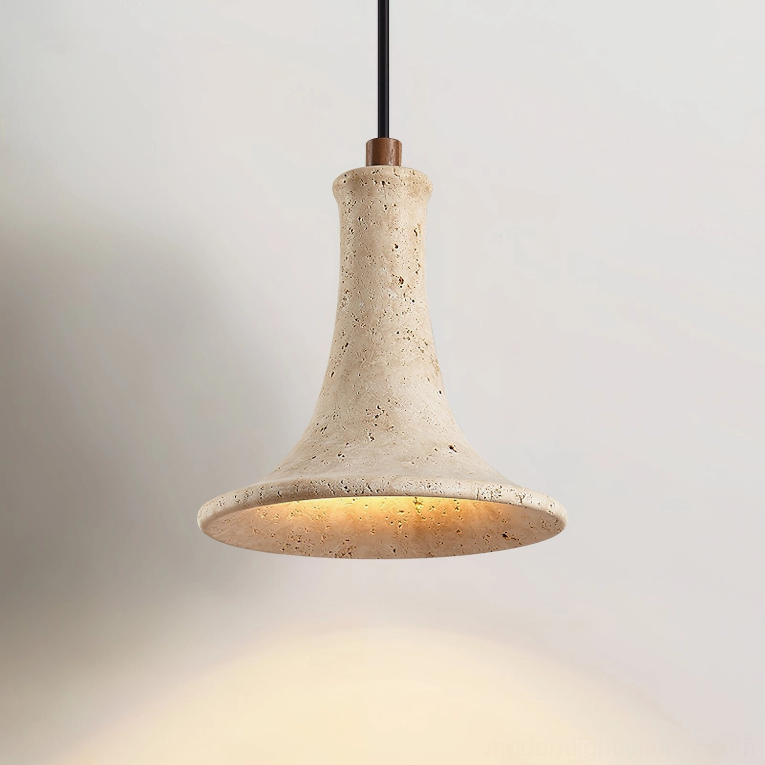 Bastion Model C tapered gourd travertine pendant lamp front view