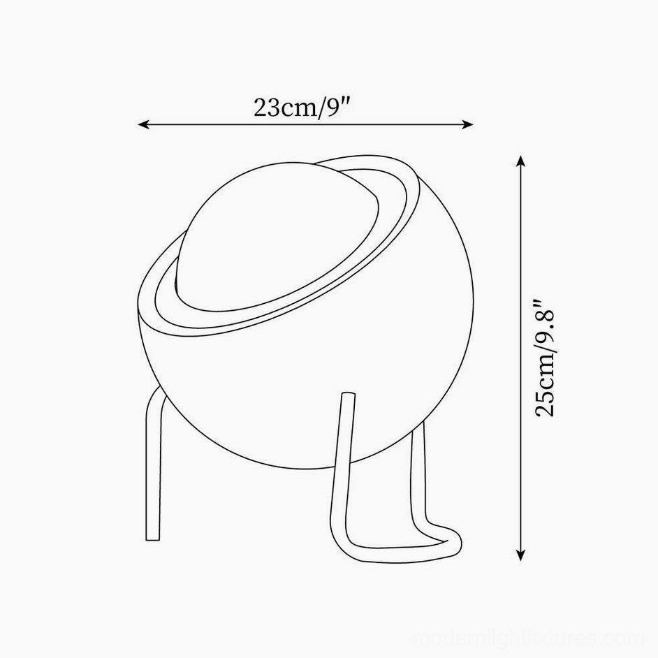 Bauhaus dome table lamp technical schematic illustration showing 23cm diameter and 25cm height dimensions