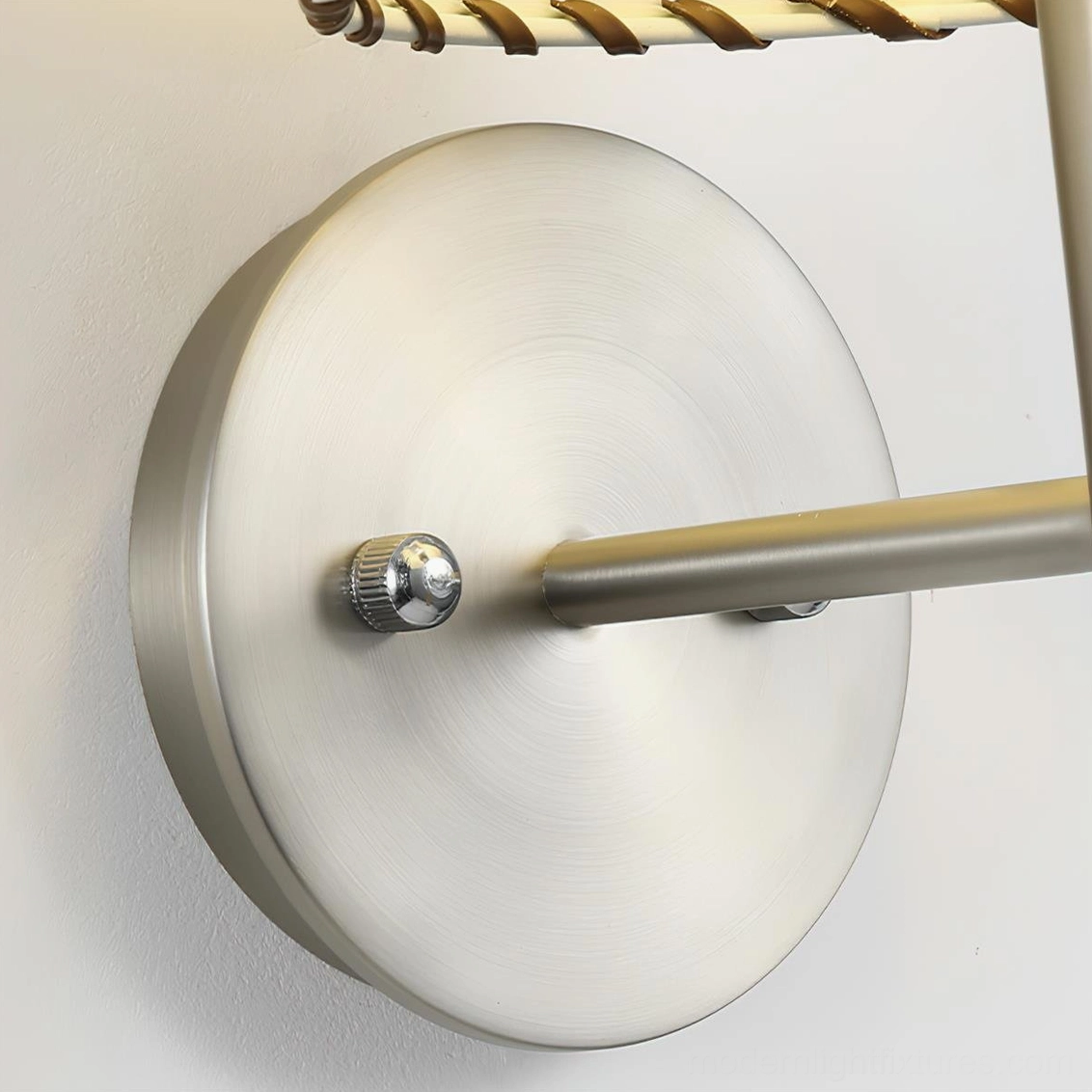 BC2 sconce wall mounting bracket close-up showing brushed stainless steel finish and hardware detail