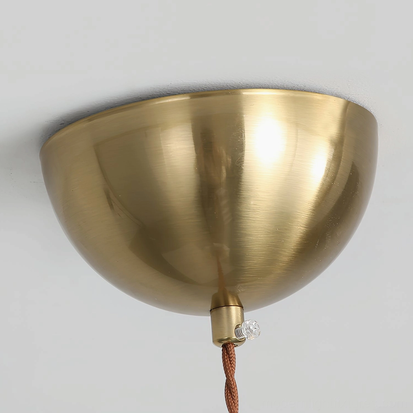 Bead pendant light mid-century modern glass dome with brass and wood detail fixture
