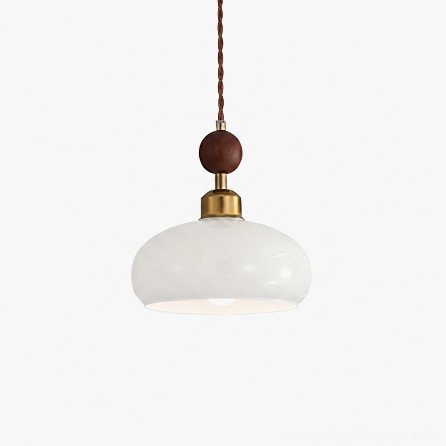 Bead pendant light walnut and white finish combination mid-century modern design option