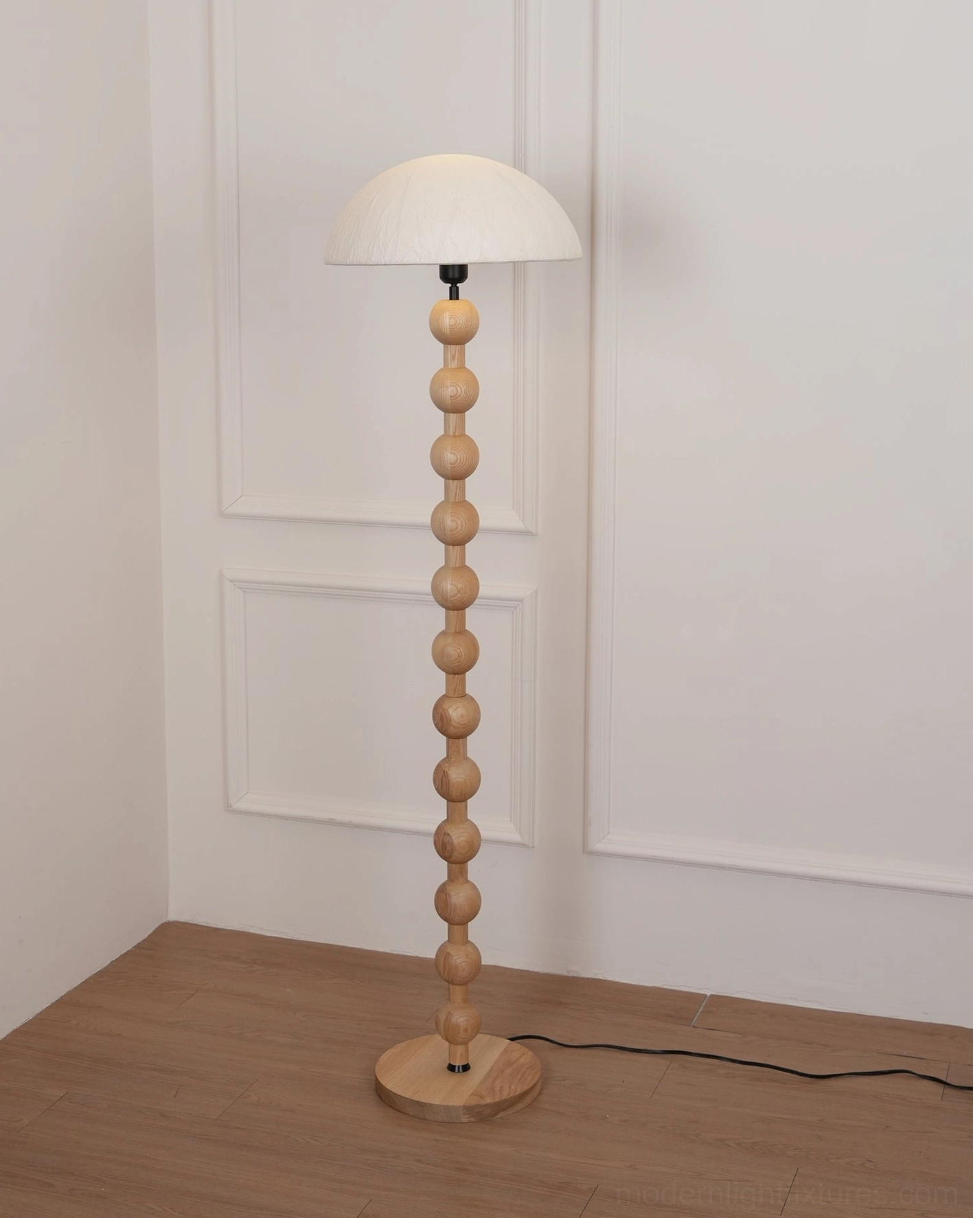 Beaded floor lamp color comparison wood walnut white finish options