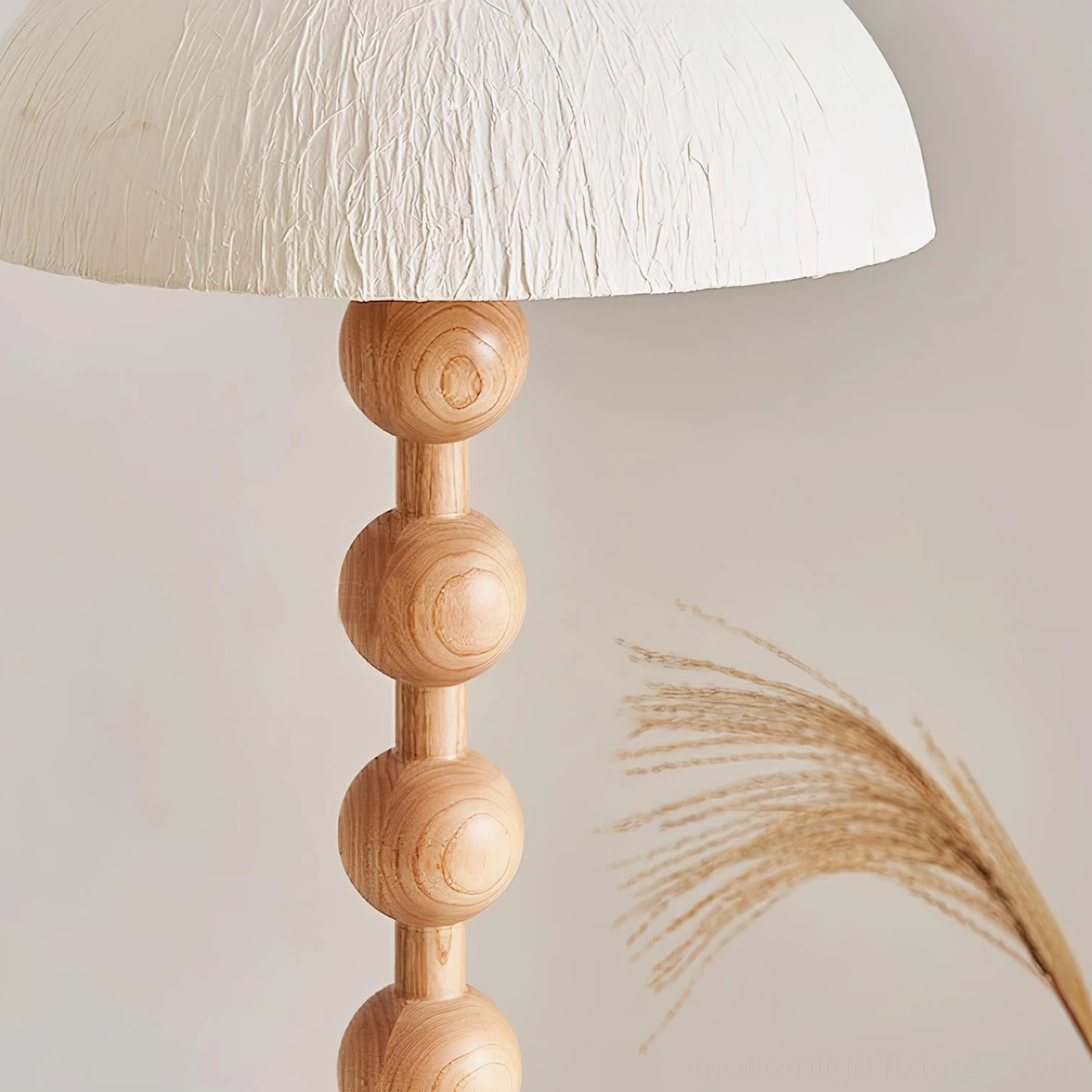 Natural wood beaded floor lamp modern minimalist home office workspace