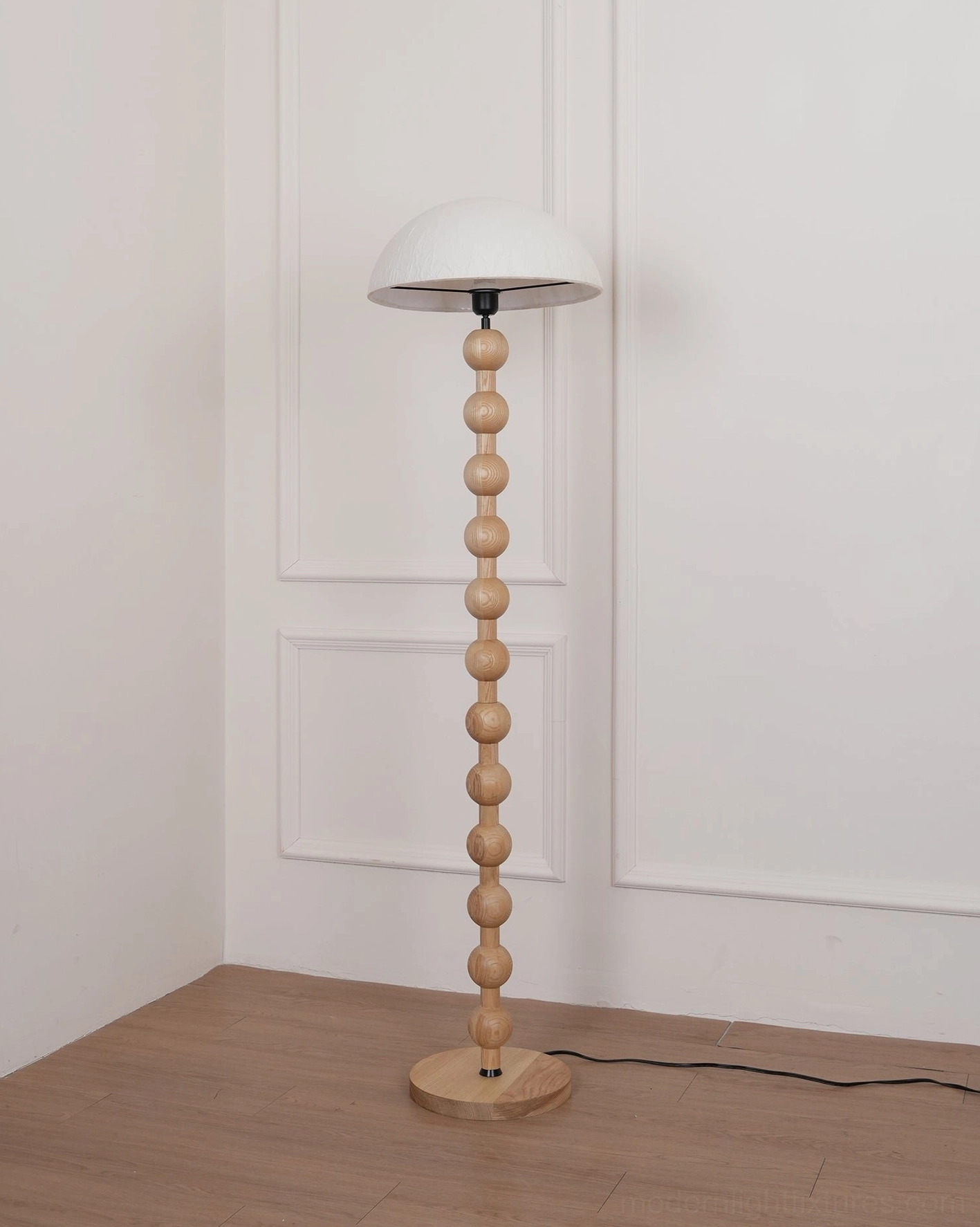 Beaded floor lamp in Nordic Scandinavian interior design scheme