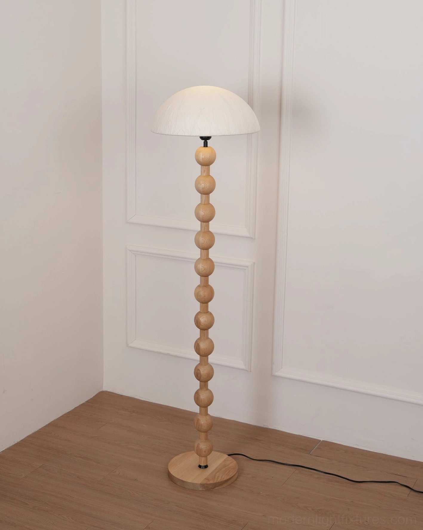 Beaded floor lamp rice paper shade warm light diffusion quality