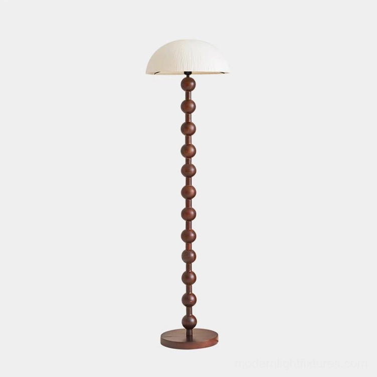 Beaded floor lamp walnut color wood finish premium quality construction