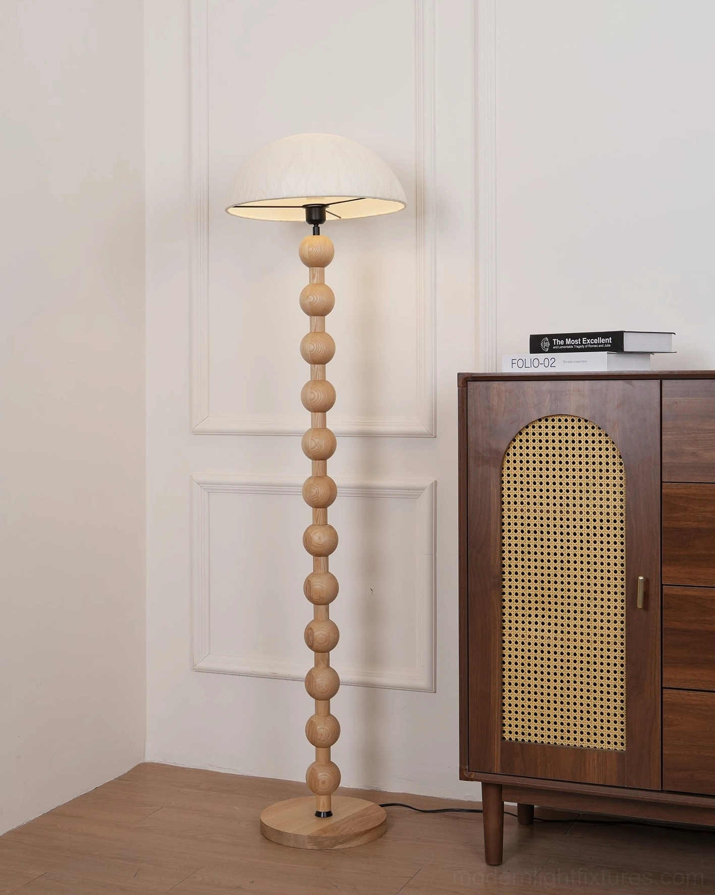 Beaded floor lamp ambient warm lighting bedroom relaxation space