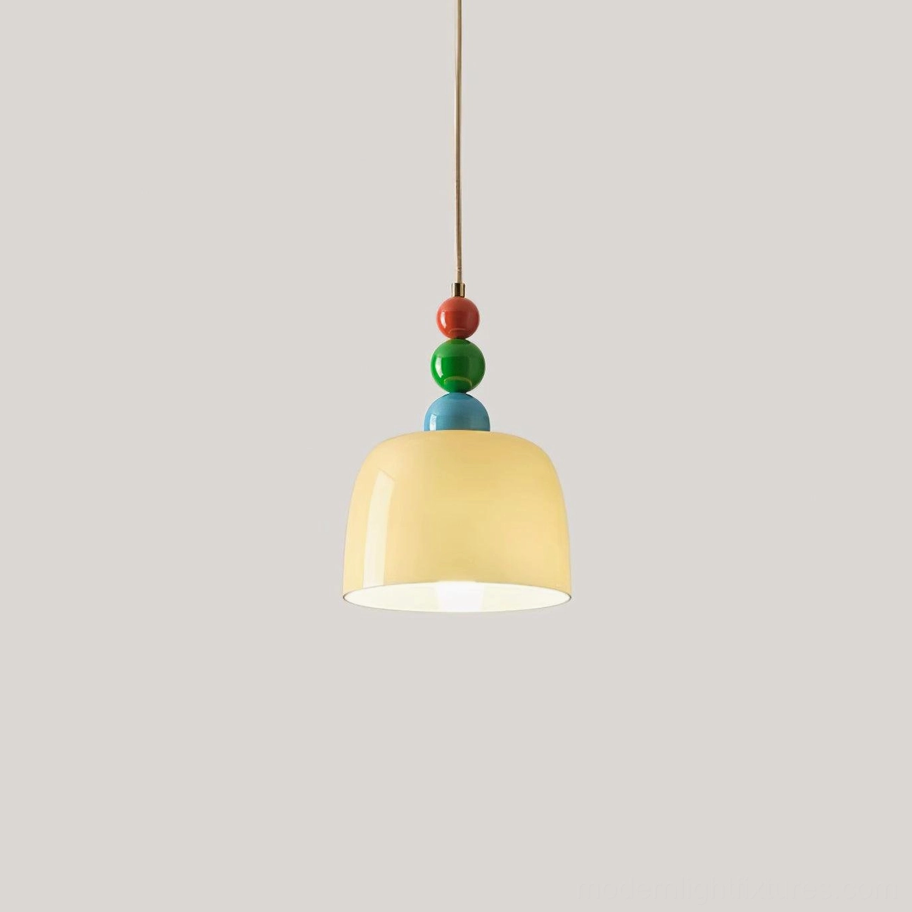 Modern beaded pendant light with adjustable suspension wire for custom height installation