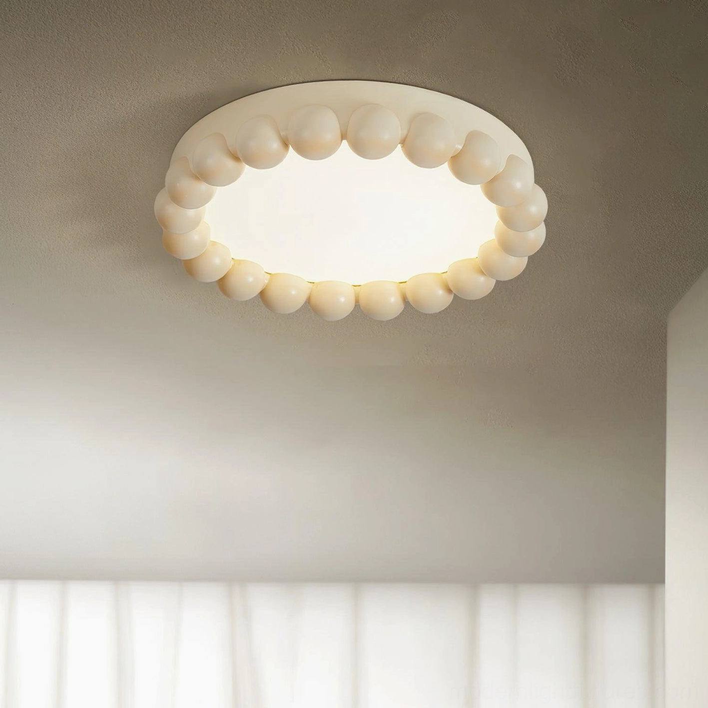 Beaded recessed LED ceiling light fixture compatible with dimmer switches for mood lighting