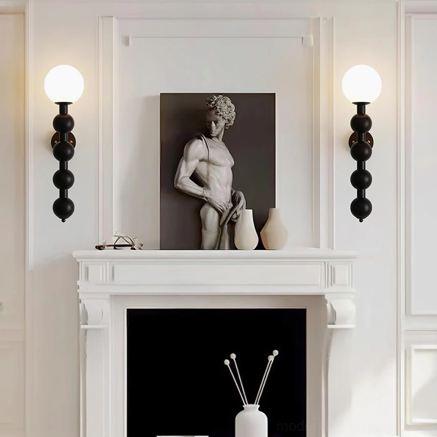 Beaded globe wall sconce with damp rating suitable for bathroom and outdoor covered areas