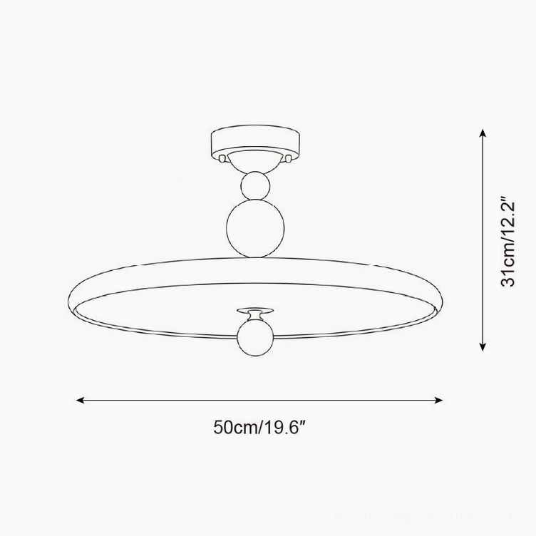 Beadline 50cm ceiling light fixture technical specification drawing with larger size dimensions