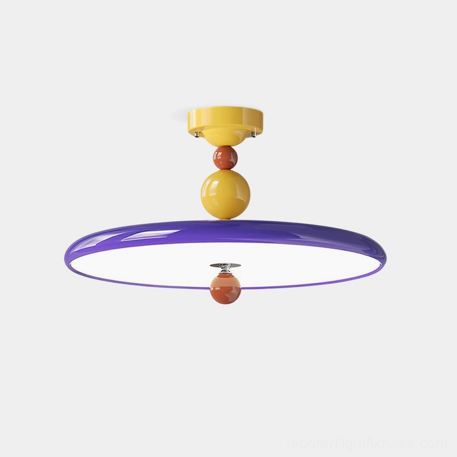 Beadline modern ceiling light fixture with colorful pop art bead accents, front view product showcase