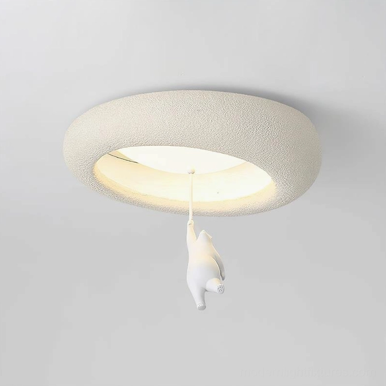 Whimsical bear ceiling light fixture available in compact and medium sizes with integrated warm white 3000K LED