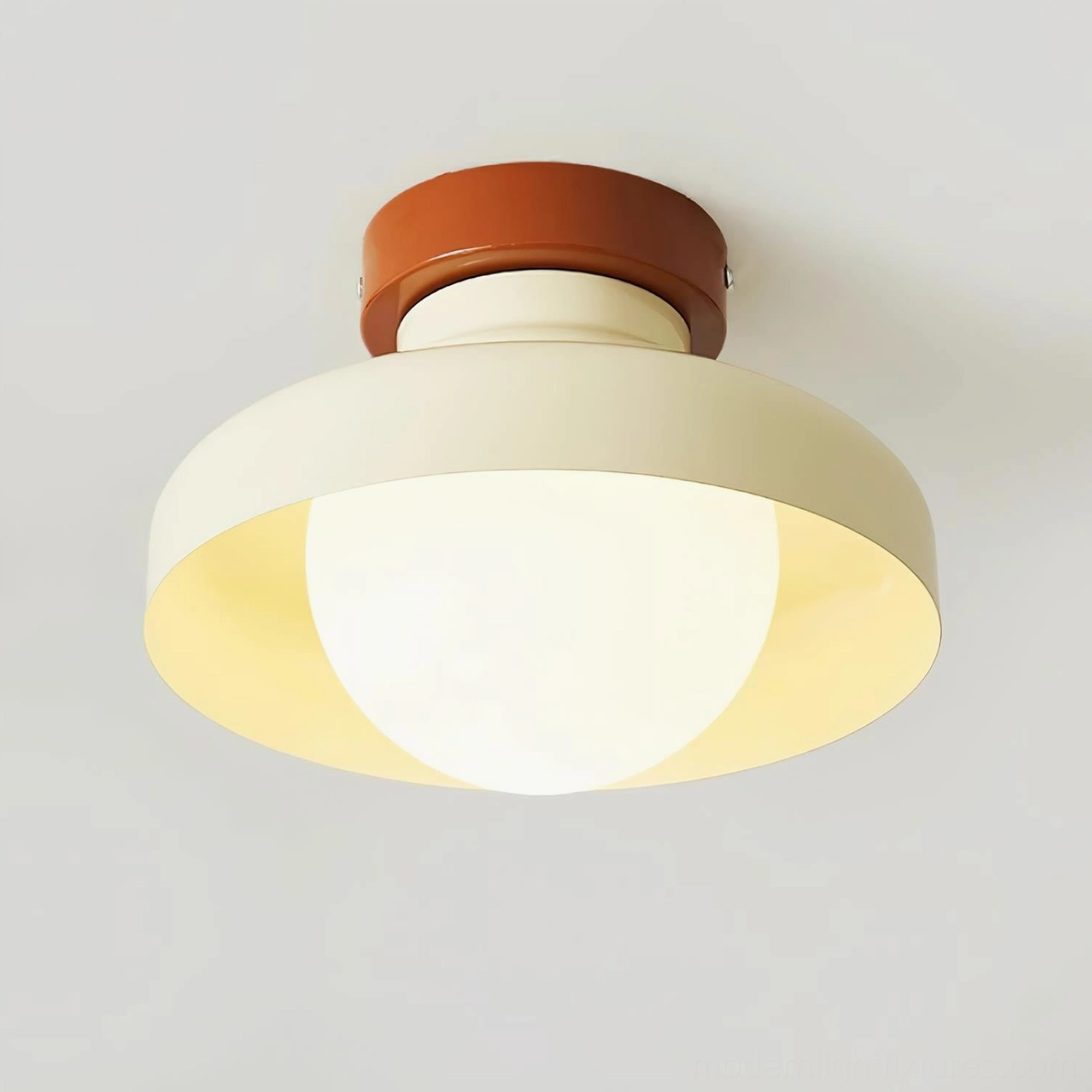 Beige Calico modern ceiling light fixture elegant neutral color residential installation