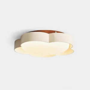 Beige cloud-inspired flower flush mount ceiling light fixture on white background - modern LED design