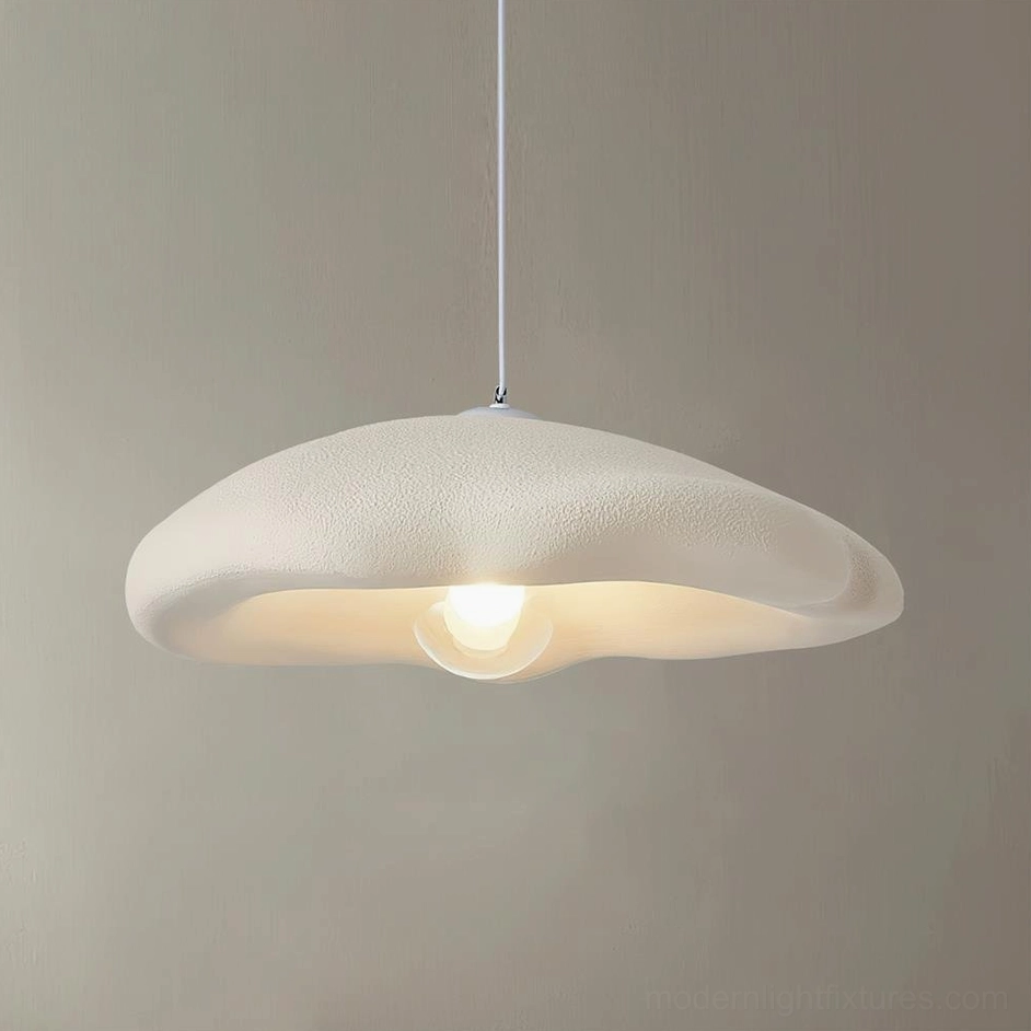 Warm beige Monk Cloud Pendant Light - sculptural form with exposed bulb on neutral background