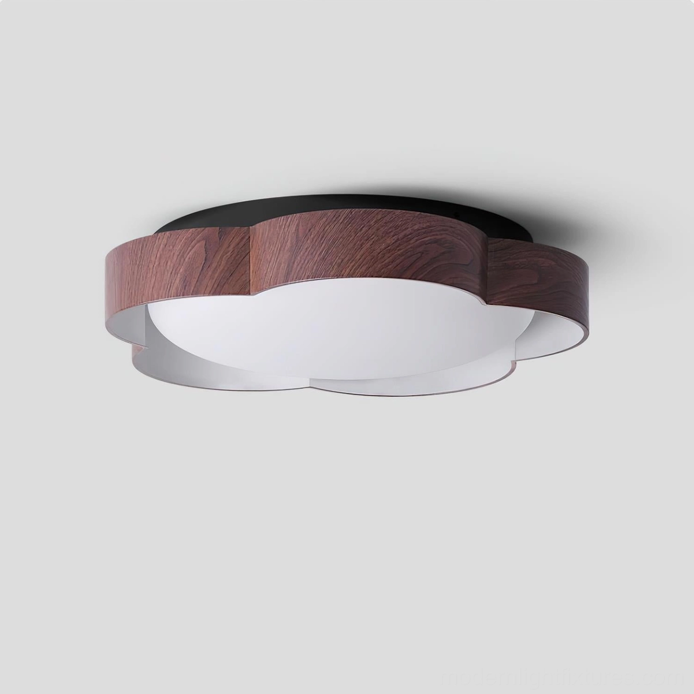 Beige flower petal ceiling light installed in minimalist home - scandinavian design style
