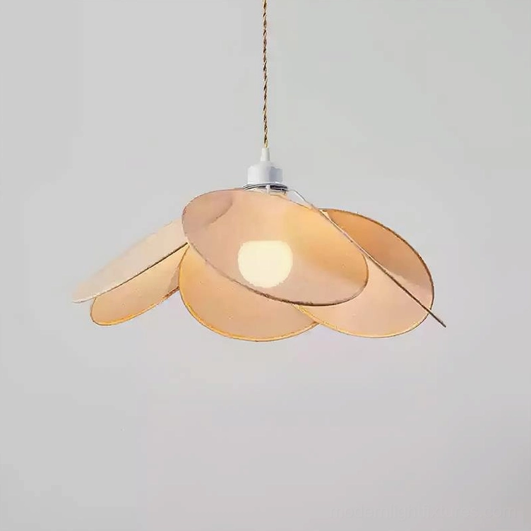 Beige petal pendant light with soft neutral tone modern living space ambiance