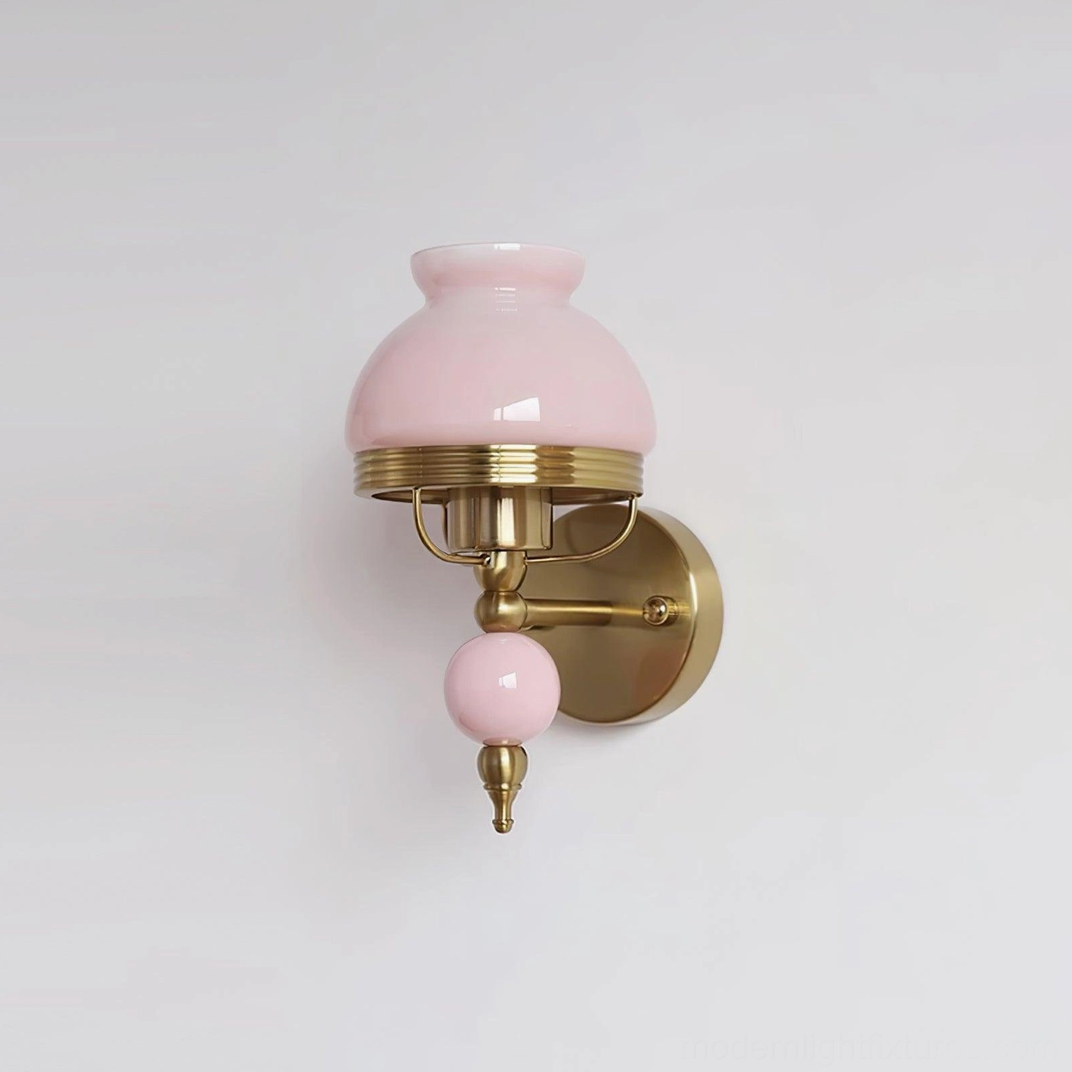 Beige vintage wall sconce with frosted glass floral shade and brass gold hardware