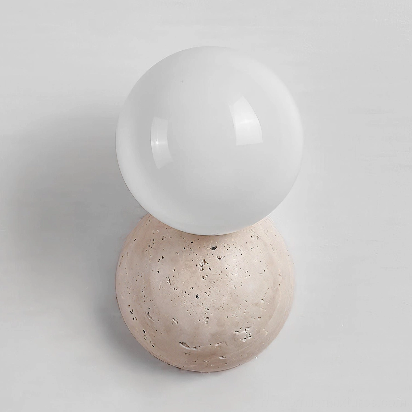 Beige and white travertine stone wall sconce modern minimalist bathroom lighting fixture