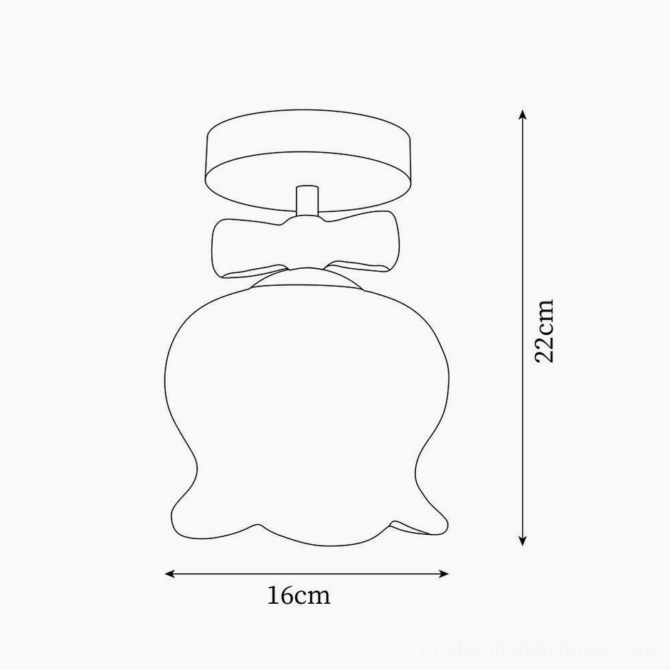 Technical orthographic dimension drawing of bell-shaped ceiling light showing specifications: 16cm diameter and 22cm height measurements
