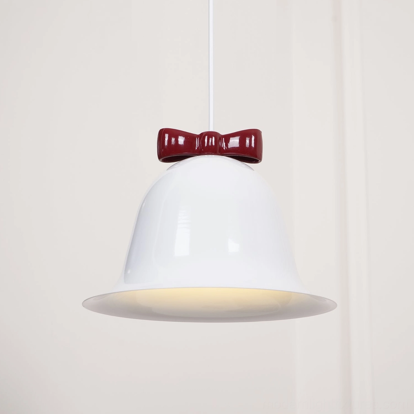 Bell pendant light ceramic shade product gallery front view studio photography