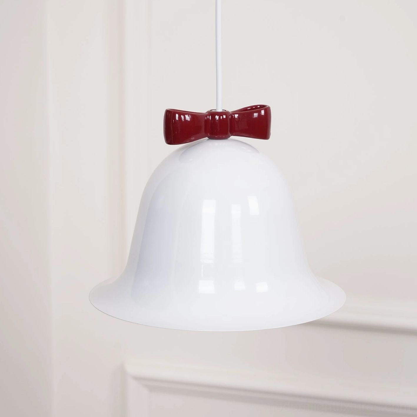 Ceramic bell-shaped pendant light product gallery detail shot studio view