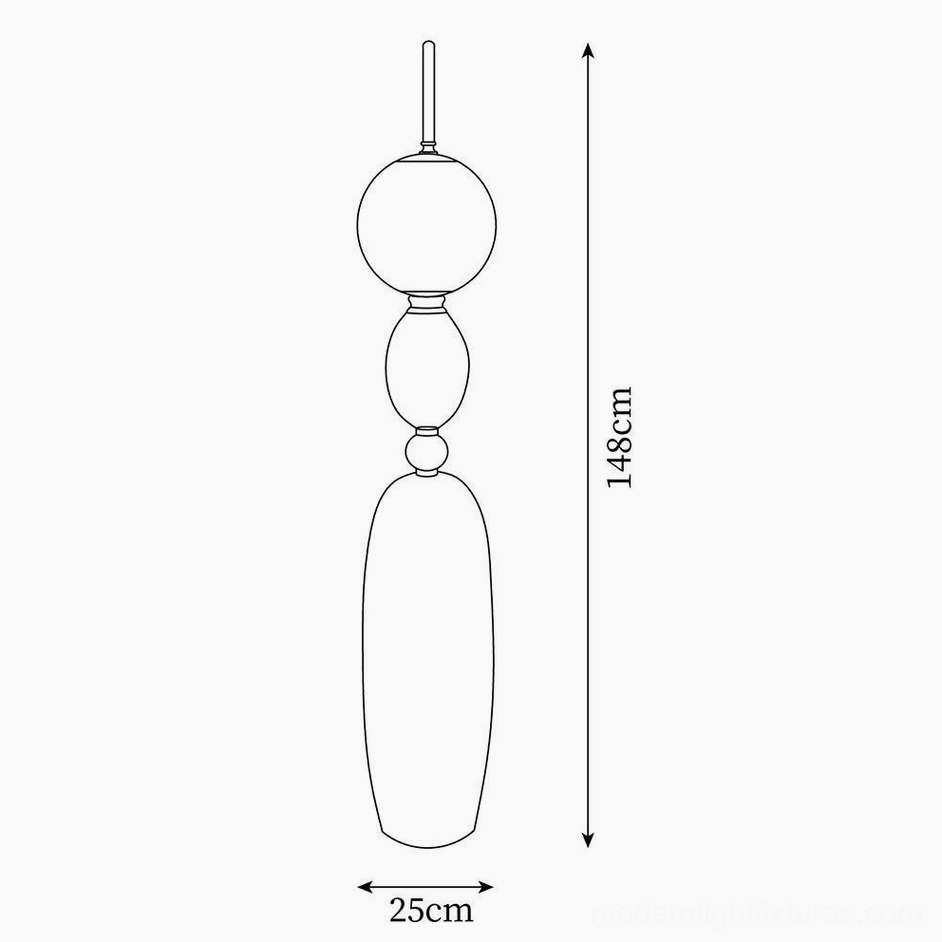 Bellamy floor lamp technical specification drawing with dimensions 148cm height and 25cm diameter