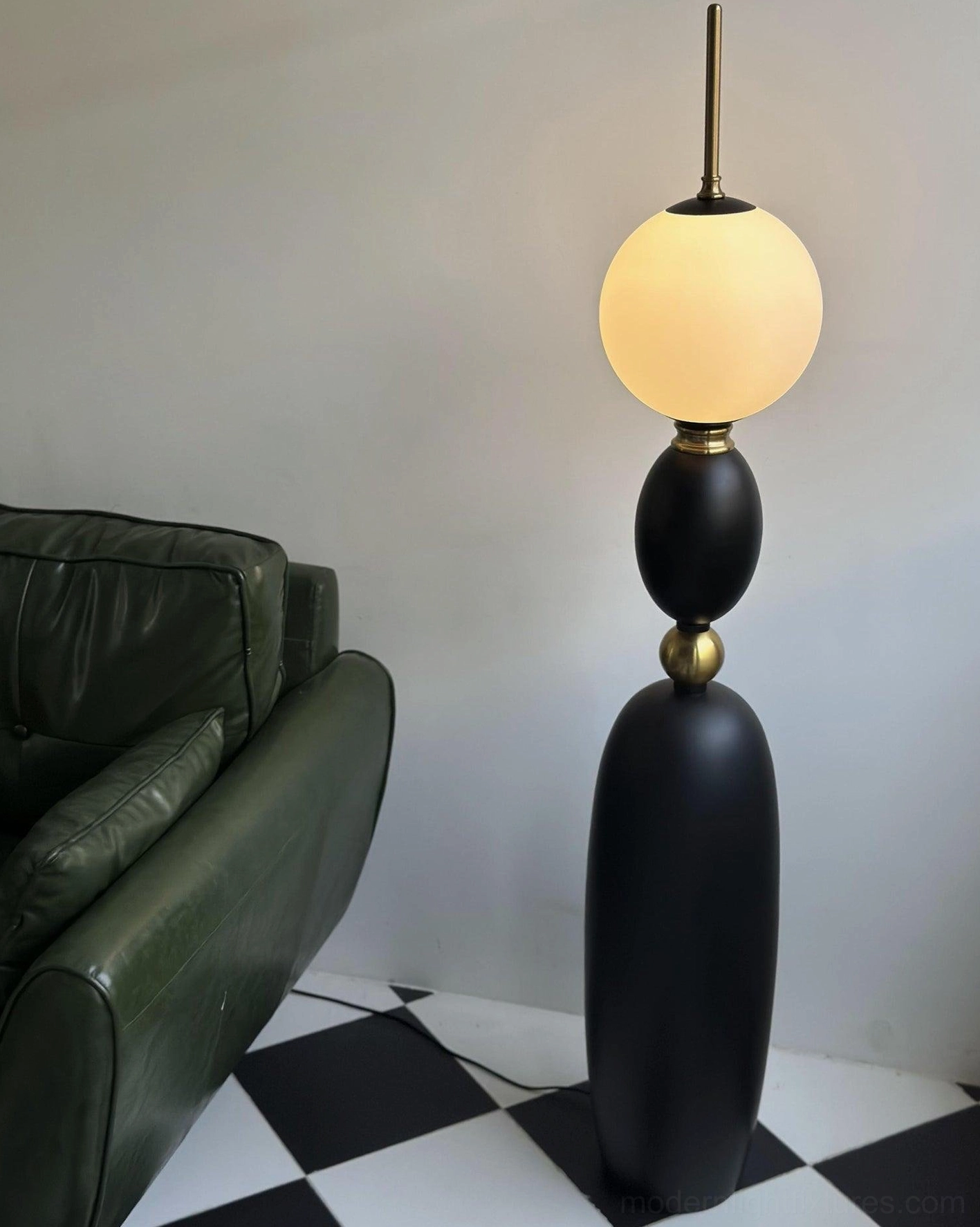 Bellamy contemporary floor lamp gourd-shaped design in neutral minimalist home setting