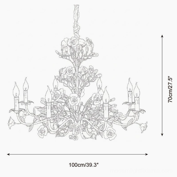 Bellara 10-head chandelier technical design specifications 100cm diameter 70cm height