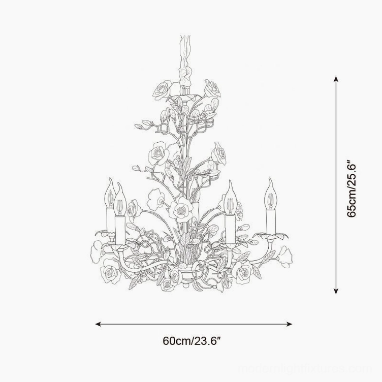 Bellara 5-head chandelier technical design specifications 60cm diameter 65cm height