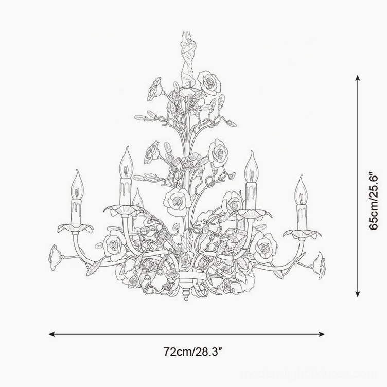 Bellara 6-head chandelier technical design specifications 72cm diameter 65cm height