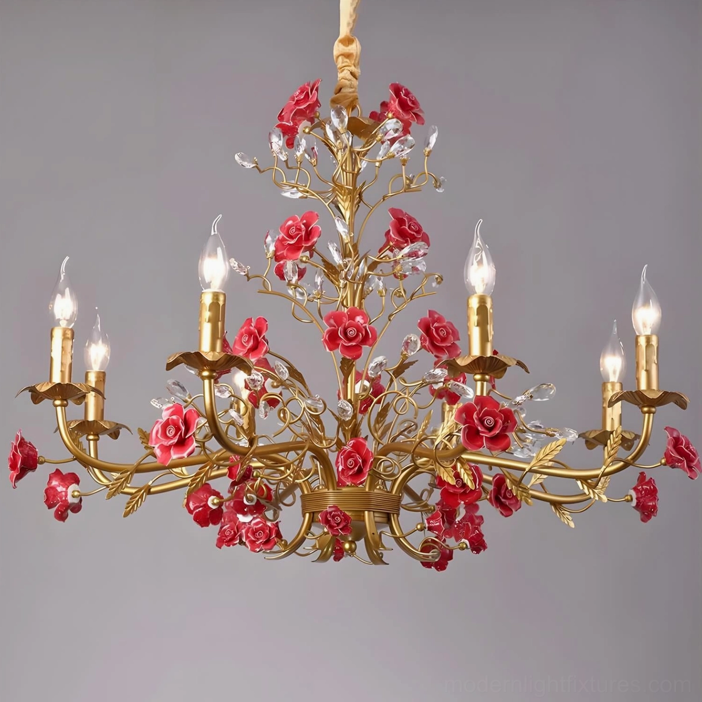 Bellara floral chandelier red and pink color option comparison traditional interior design