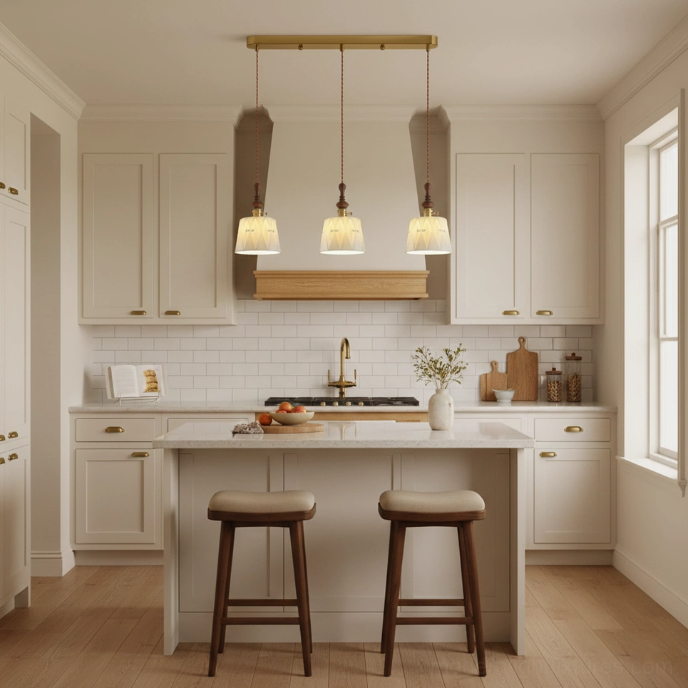 Belle Fleur hand-finished ceramic pendant lamp with twisted fabric cord and brass fittings detail