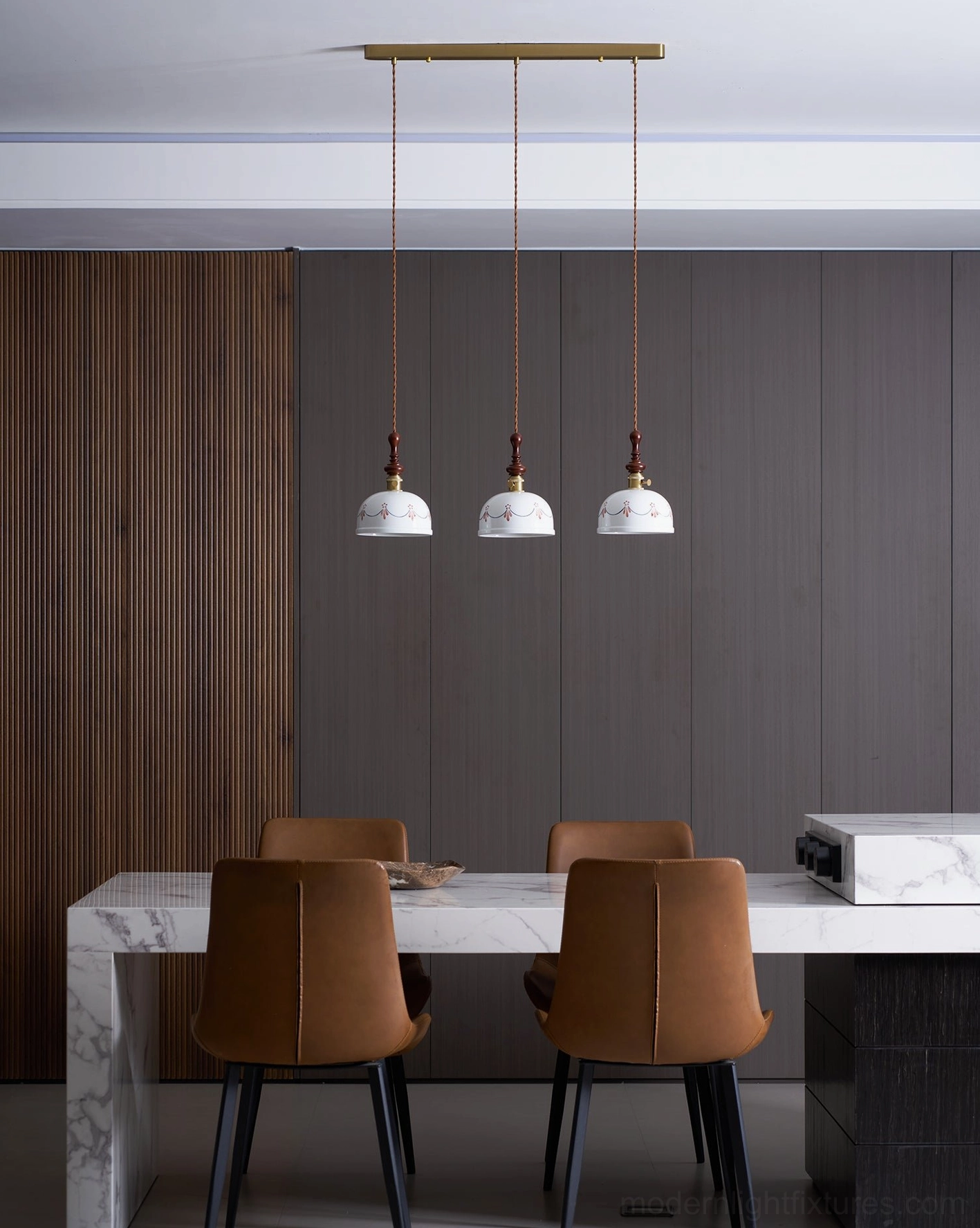 Belle Fleur ceramic pendant lamp in mid-century contemporary interior with natural lighting
