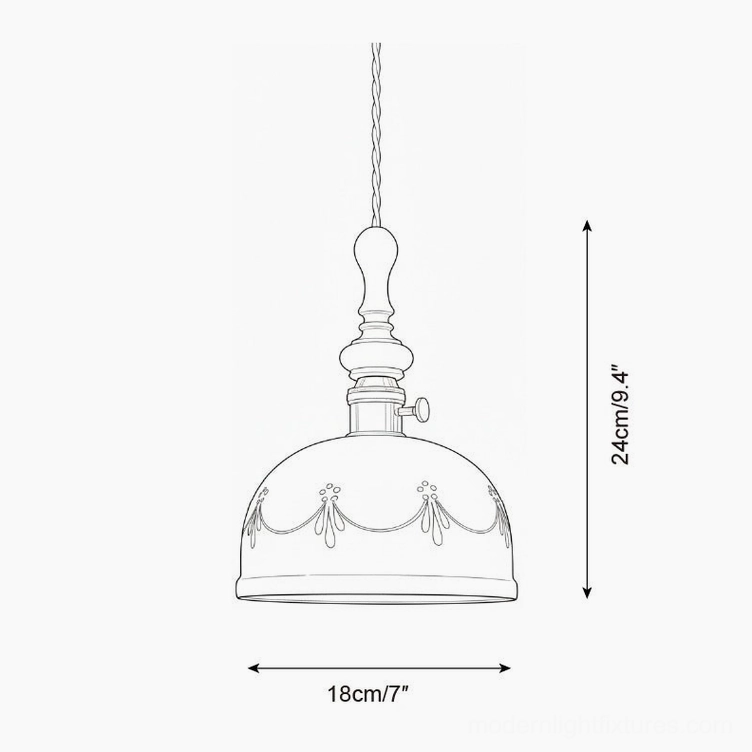 Belle Fleur Model A pendant lamp technical drawing specifications 18cm diameter 24cm height