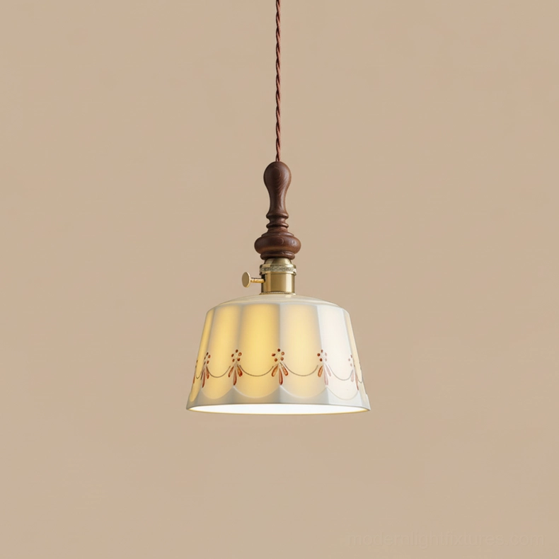Belle Fleur Model B ceramic pendant lamp 19cm width 25cm height medium-sized shade