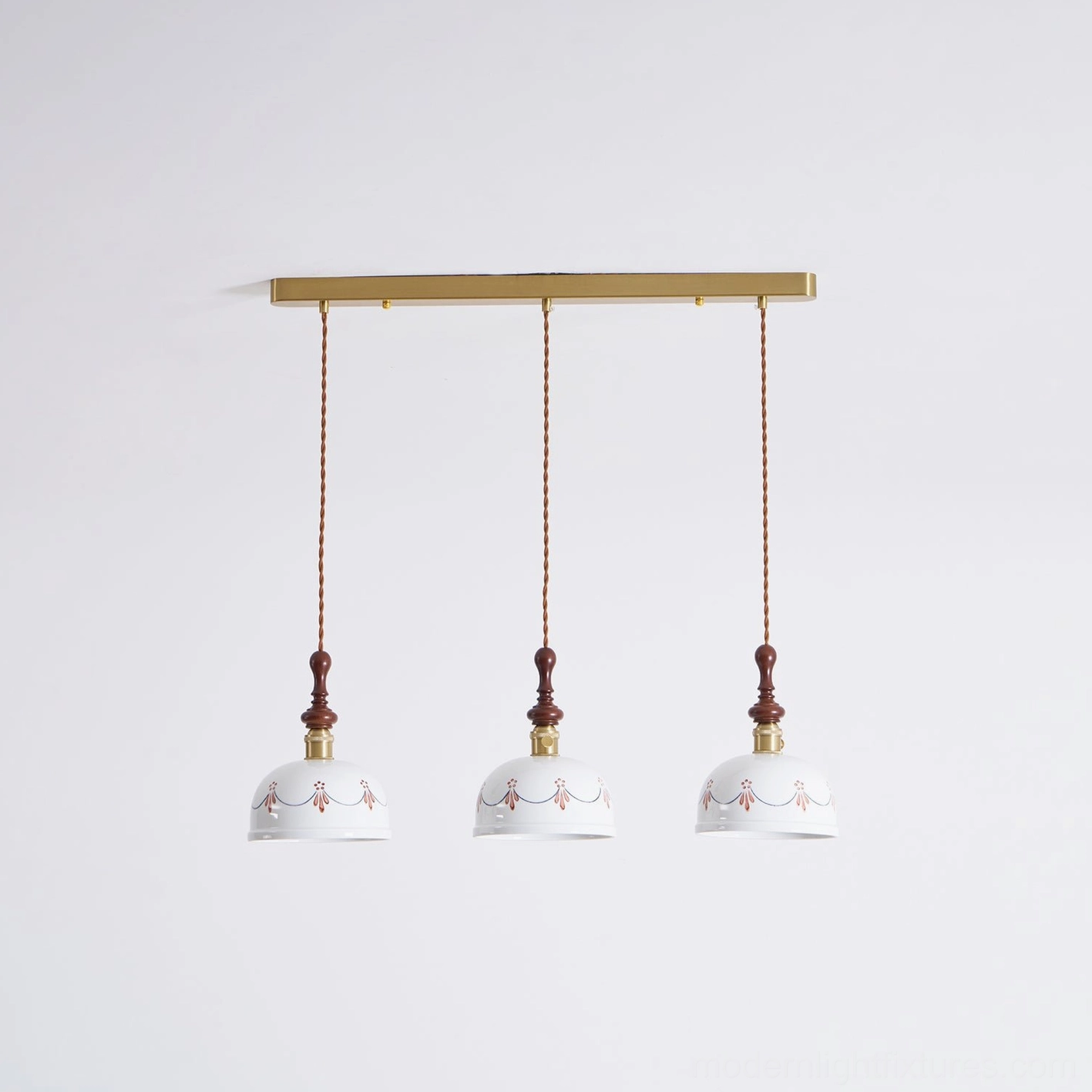 Belle Fleur pendant lamp showing sloped ceiling compatible installation with adjustable hardware