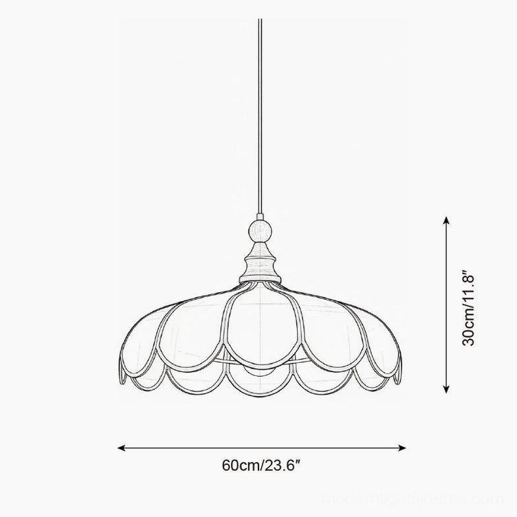 Bellerin Large pendant lamp technical schematic showing 60cm diameter and 30cm height dimensions