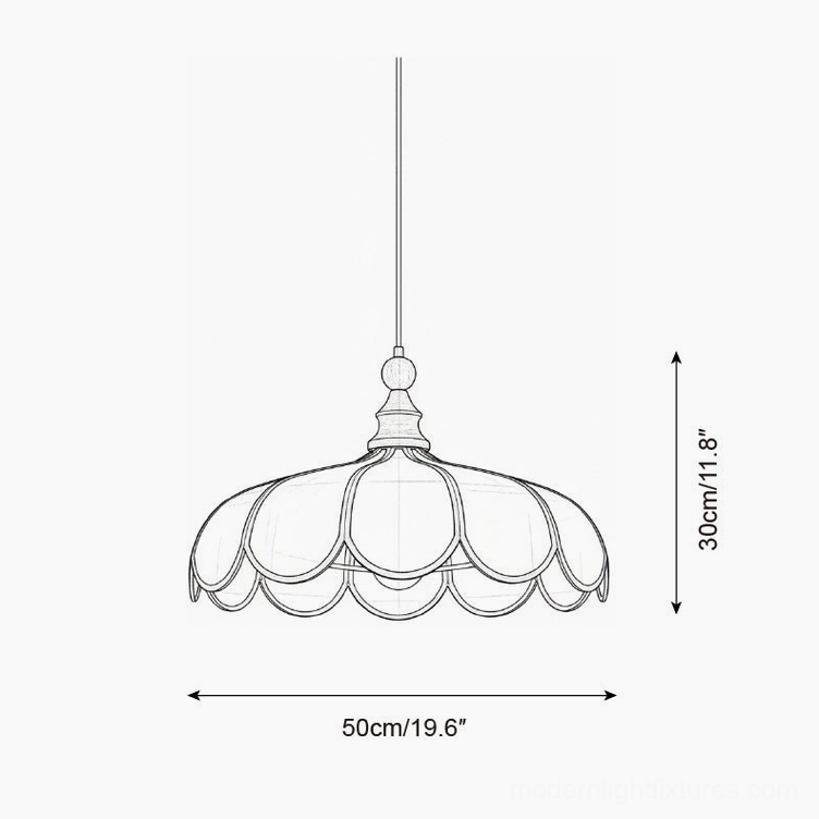 Bellerin Medium pendant lamp technical schematic showing 50cm diameter and 30cm height dimensions
