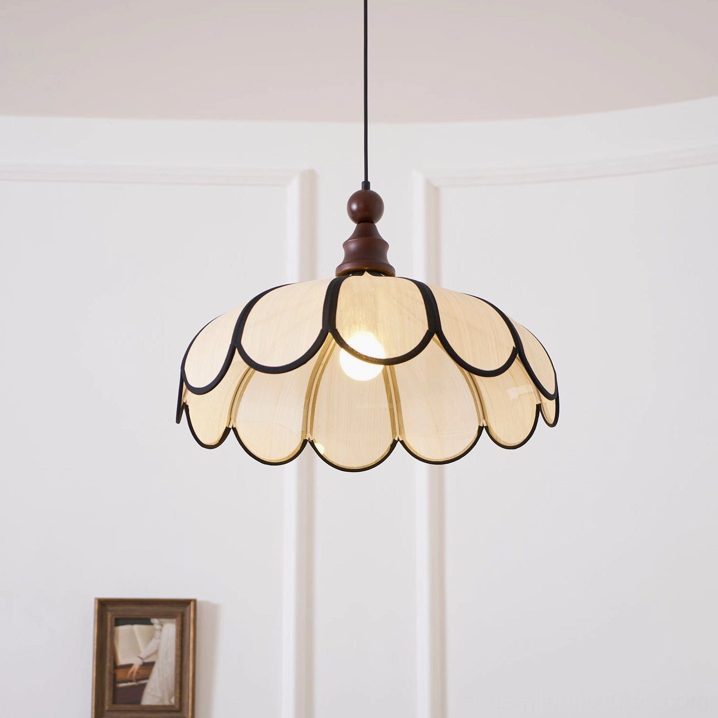 Bellerin pendant lamp in Black finish showing contemporary contrast and sculptural silhouette emphasis