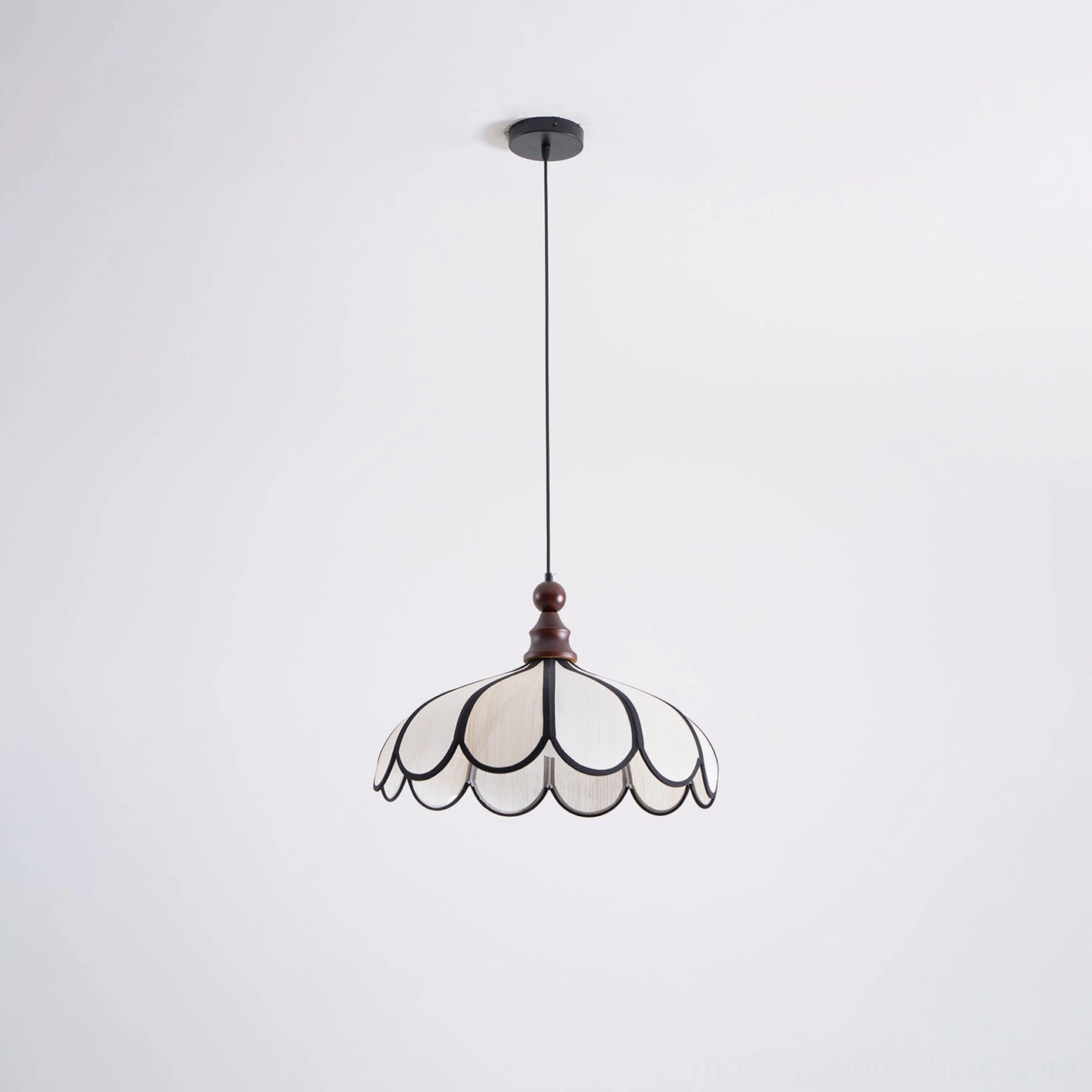 Bellerin hand-woven pendant lamp fixture canopy and adjustable cord assembly detail view