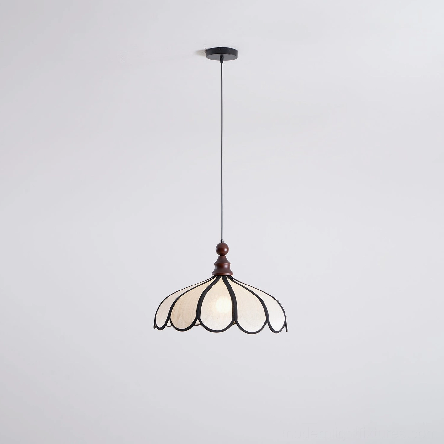 Bellerin scalloped Abaca shade pendant lamp highlighting organic material authenticity and textile craft
