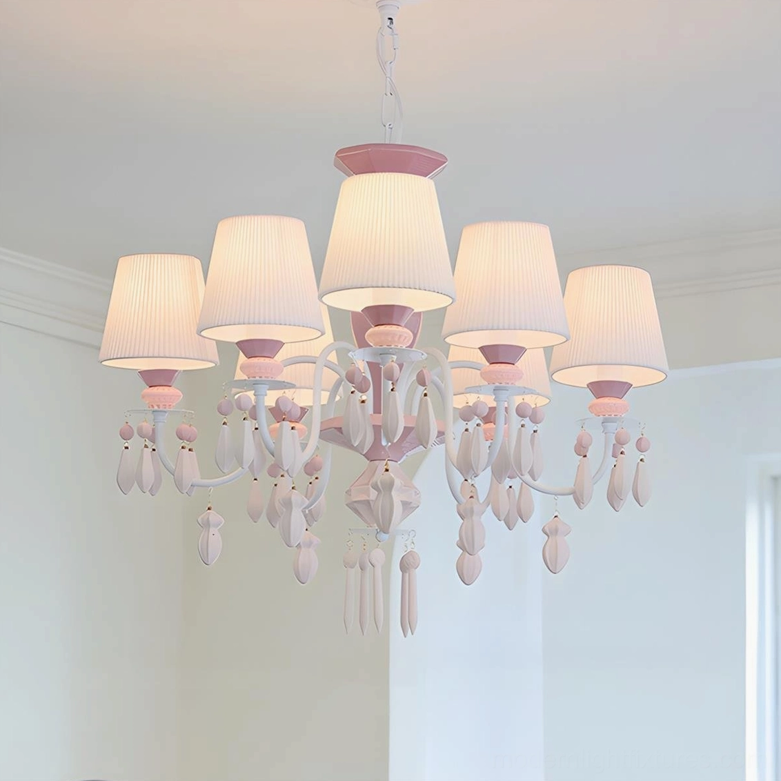Bellina 8-head large crystal chandelier 85cm diameter soft glam modern pendant light fixture