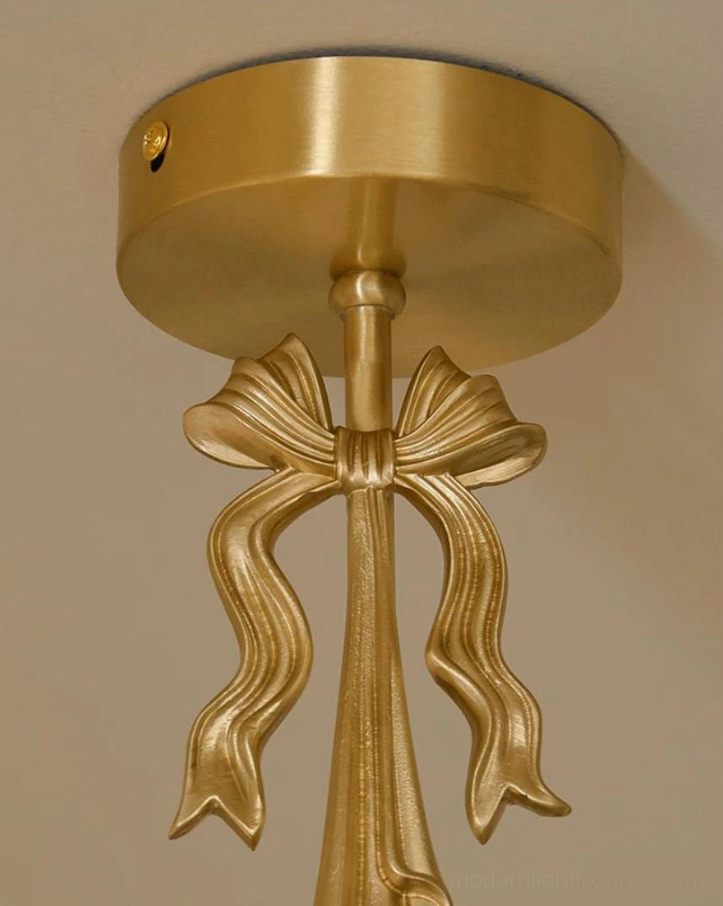 Bellora vintage semi-flush pendant light displaying handcrafted details - ceramic pleats, brass hardware, wood accent