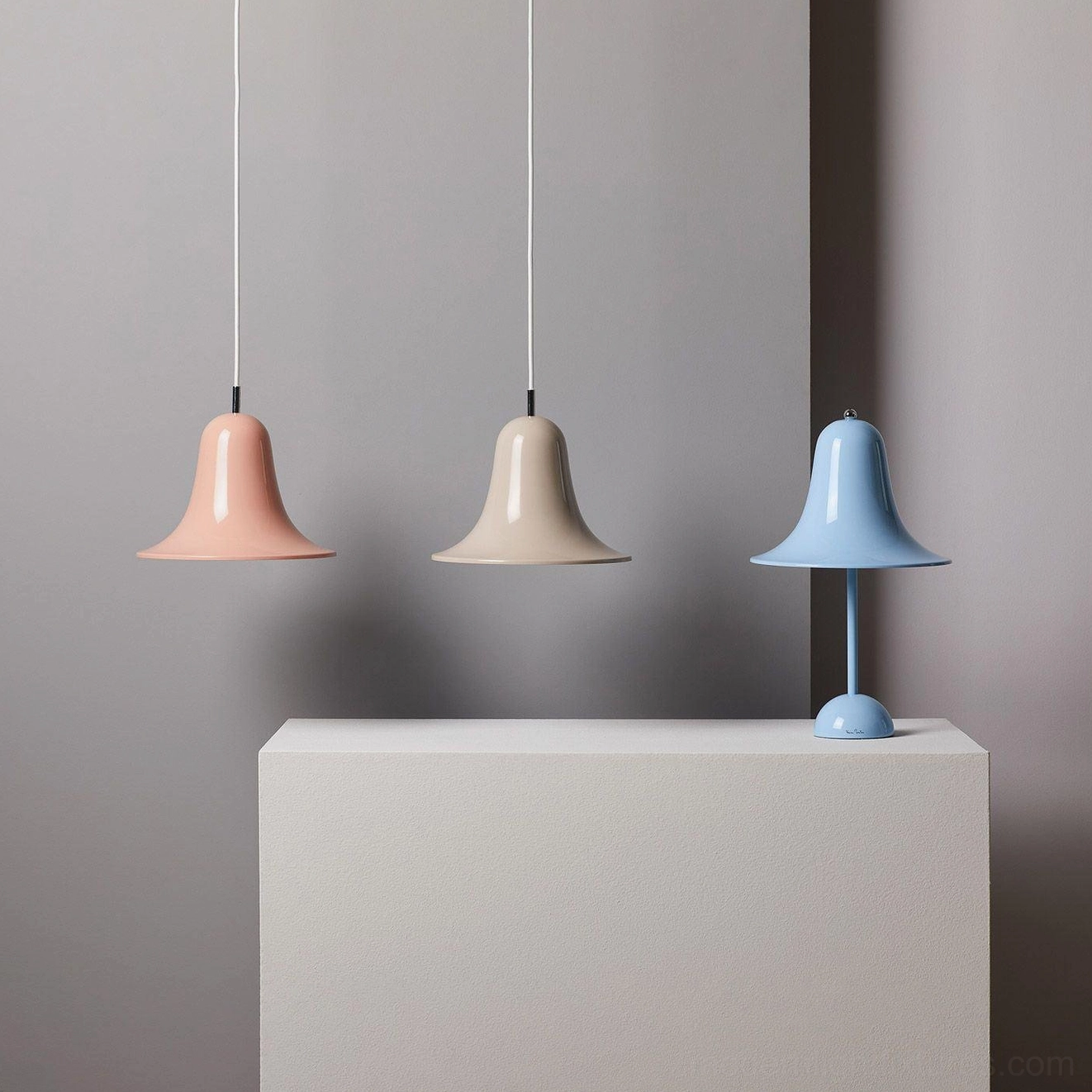 Bells pendant light in contemporary room setting, decorative hanging lamp creating ambient illumination in modern interior