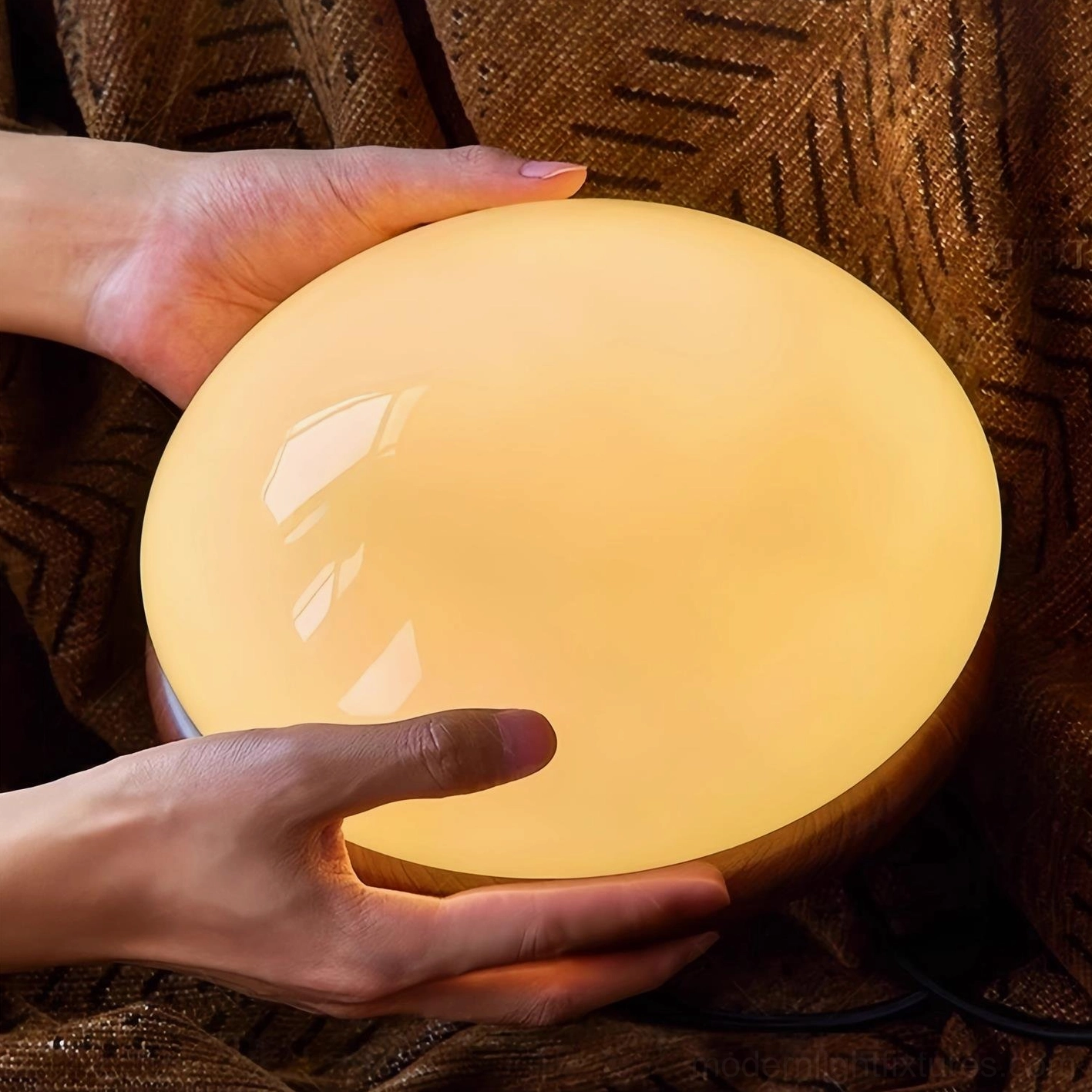 Belora Opaline Glass Shade Detail - Warm Yellow Glossy Light Diffusion