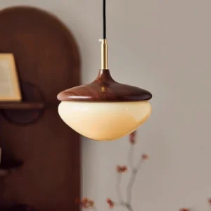 Belora Mid-Century Pendant Lamp - Three-Quarter Side View with Brass Hardware Detail